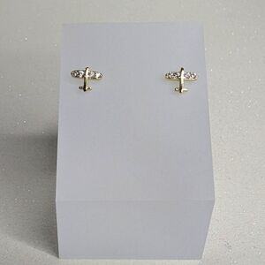 Airplane gold pave crystal zircon small stud earrings